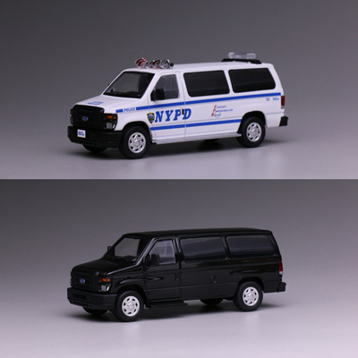 596 1/64 福特e350 黑色 NYPD纽约涂装 合金汽车模型