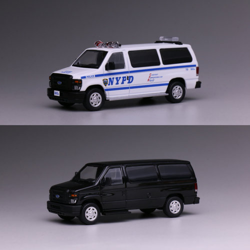 596 1/64 福特e350 黑色 NYPD纽约涂装 合金汽车模型
