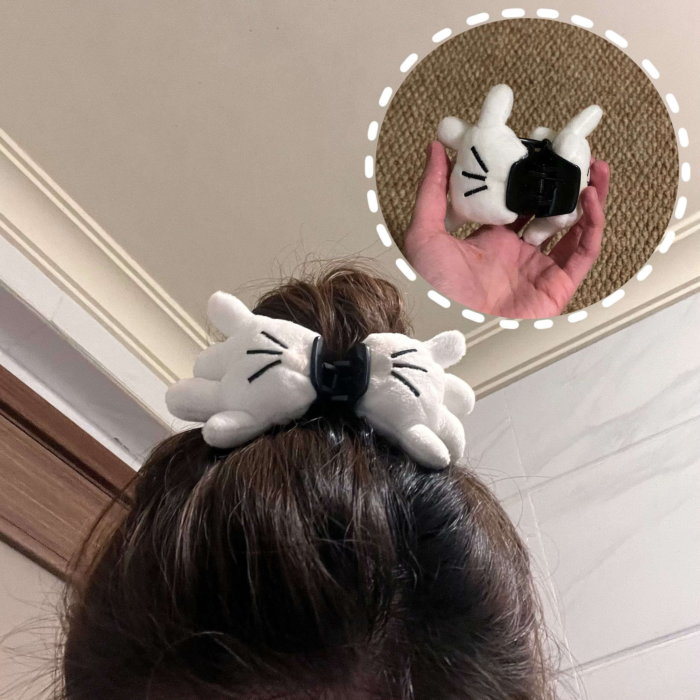 可爱米奇小手抓夹可爱立体毛绒公仔手掌卡通萌甜 美少女心鲨鱼夹