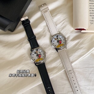 复古可爱卡通米奇手指指针皮带石英手表儿童手表简约装饰送人礼物