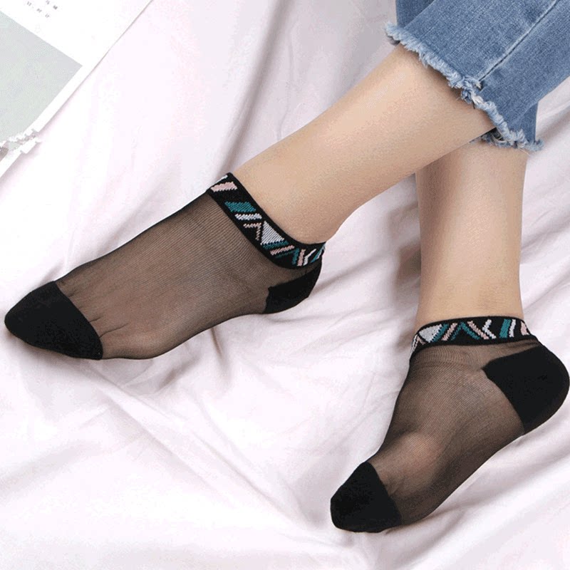 袜子女春秋丝袜子男低帮短袜浅口船袜透明超薄水晶丝玻璃袜情侣款