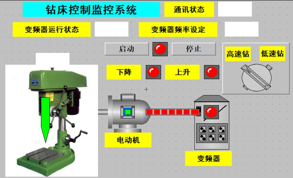 钻床控制西门子S71200PLC和MCGS7.7触摸屏程序博途V15带V20变频器