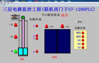 3三层电梯组态王655和西门子S71200plc联机程序代写博途V15.1版本