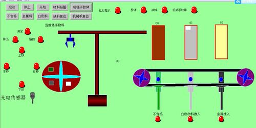分拣机械手组态王6.55仿真6带做配套三菱plc程序io表接线图流程图