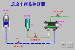 反应车间组态王6.53仿真监控程序,带曲线、报表、报警等功能界面