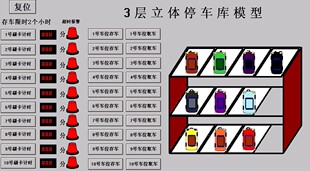 3三层10车位立体车库昆仑通态mcgs62仿真程序刷卡定时存取车代写