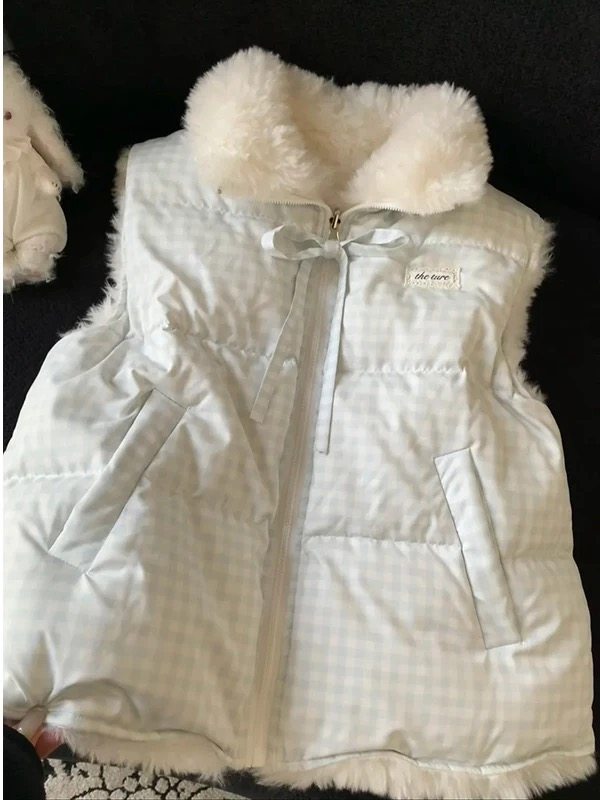 【现货】theture温柔甜美两面穿棉服马甲女2025冬季叠穿毛毛背心