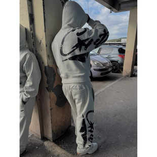 Corteizhiphop字母印花针织卫裤男连帽卫衣运动套装卫衣套装男款