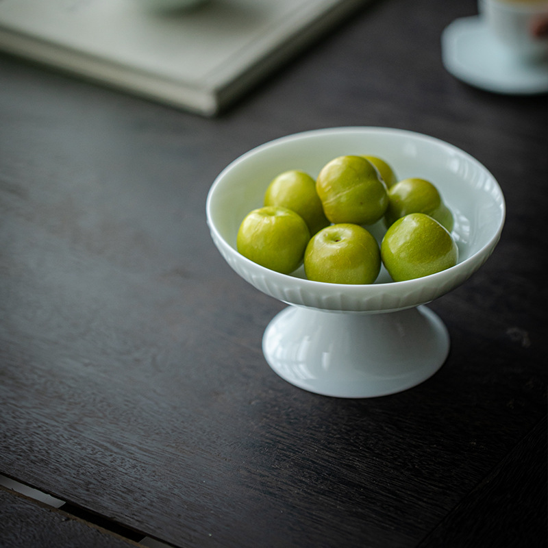手工湖田窑影青足茶点盘茶道配件点心盘干果点心盘中式果盘壶托