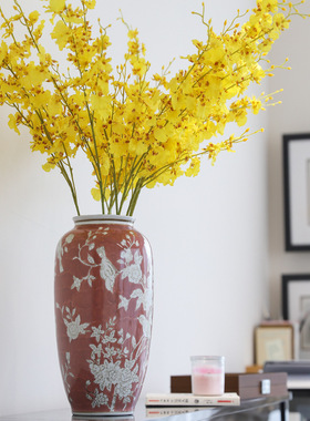 中式落地摆件陶瓷花高档客厅玄关花盆装饰摆件花器插花干花可水培