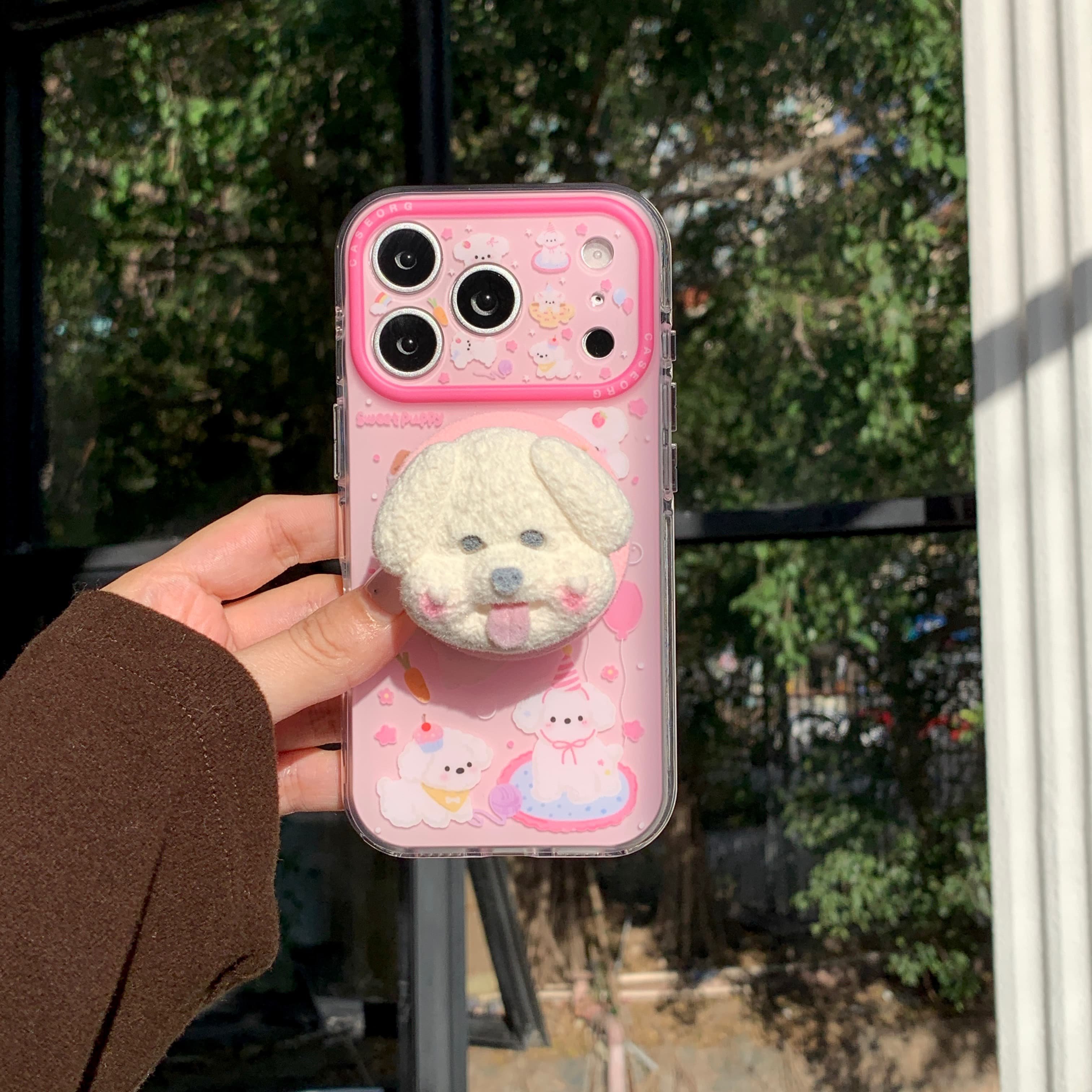 可爱比熊立体磁吸气囊支架苹果17promax手机壳17pro卡通17适用iphone16promax女款16pro硅胶15pro粉色16萌15,3C数码配件,手机保护套/壳,淘宝优惠券,粉丝福利购,淘宝优惠卷