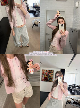 【4PRIL 03/27 20:00PM】全羊毛短款针织开衫圆领简约上衣