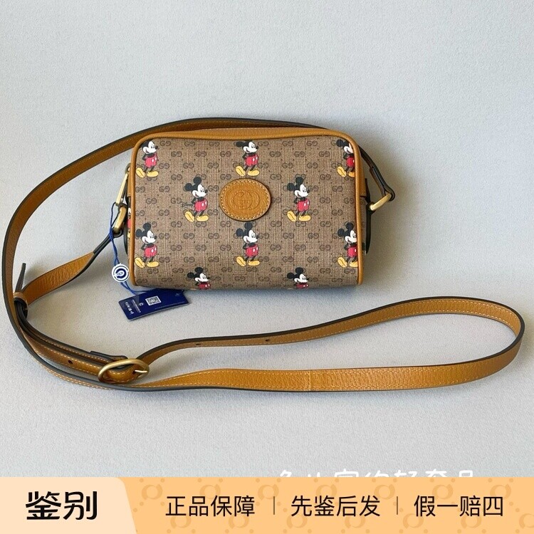 Gucci/古驰迪士尼联名款相机包小方包米老鼠印花斜挎大牌休闲轻奢