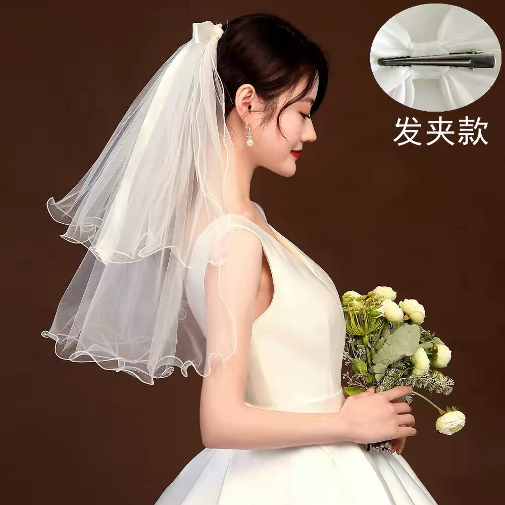 新娘头纱头饰超仙结婚拍照道具短头纱
