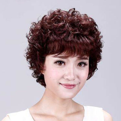 中年女士假发女短发真人发丝