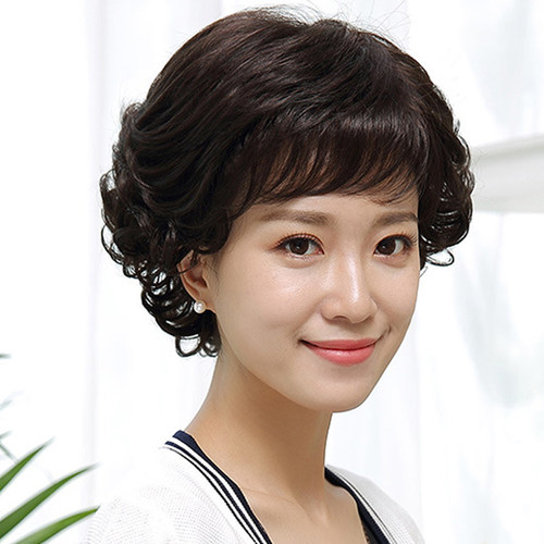 假发女中年妈妈中长化疗短发套