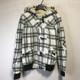 保暖拉链衫 女士秋冬季 纯棉法兰绒格子潮流短外套舒适休闲连帽长袖