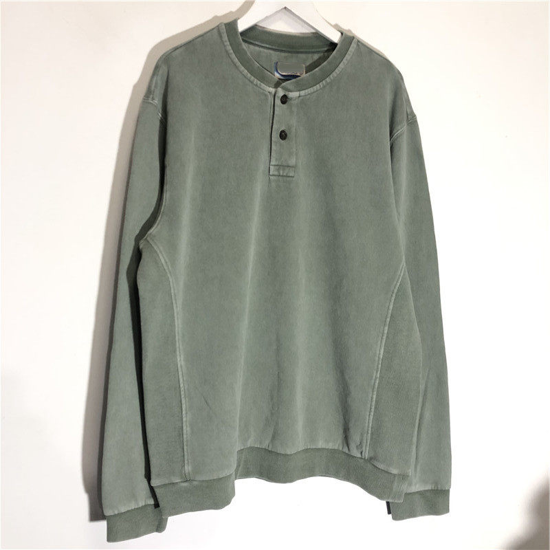 男士春秋季 舒适水洗抓绒卫衣 运动棒球领2粒扣套头宽松休闲外套