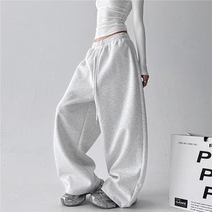 卫裤 直筒阔腿裤 秋季 高腰宽松街头休闲运动裤 子 2025新款 文恭子美式