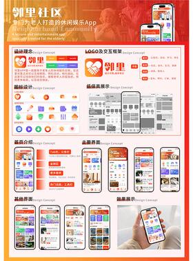 适老化老年社区服务app界面ui设计高保真原型展板xd源文件含交互