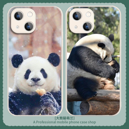 适用15熊猫萌兰iPhone14手机壳苹果13pro周边12大11小pr0福宝平果液态玻璃xsmax花花xr果赖x可爱8plus可爱7p