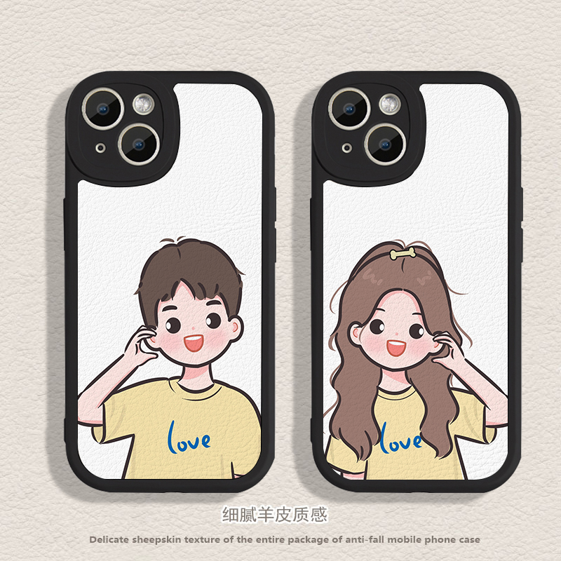 原创可爱卡通高级感小众一对情侣手机壳定制任意机型适用于iPhone15promax小米14华为p70红米K70vivoS18OPPO