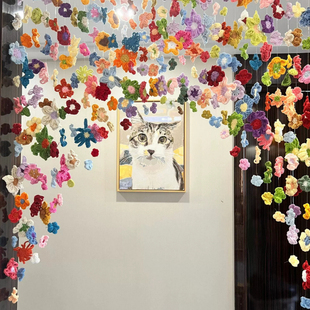 情人节多巴胺悬浮花朵门帘diy材料氛围感卧室门装饰花朵花海花墙