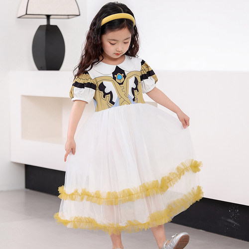 奥特曼女童夏季中长款网纱连衣裙