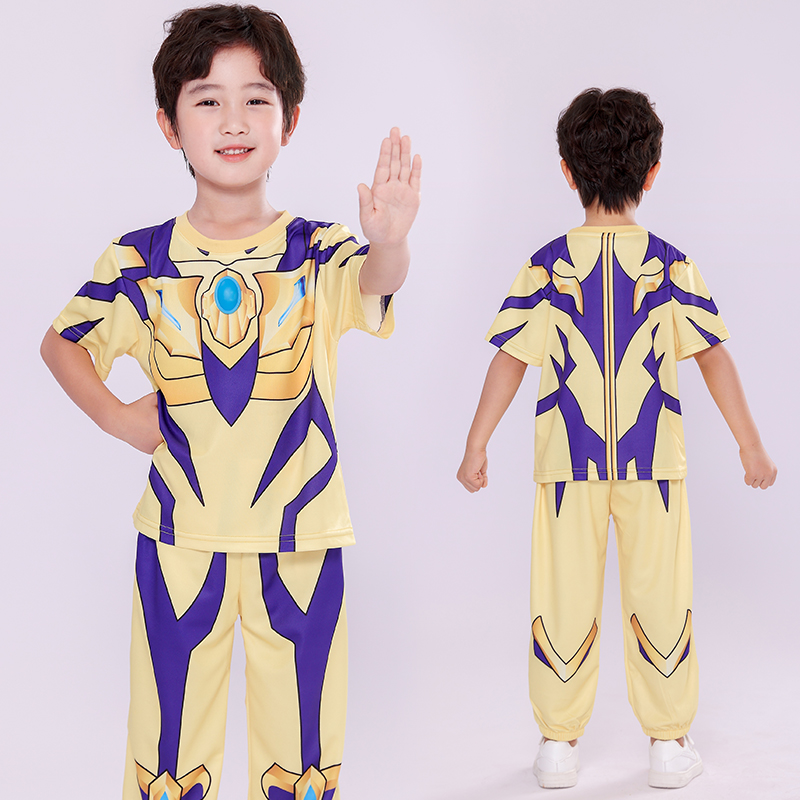 黄金赛罗奥特曼衣服男童短袖防蚊裤套装新款速干运动儿童装夏季潮