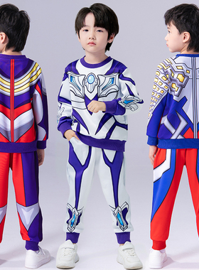 赛罗奥特曼衣服秋装男童卫衣套装新款春秋运动帅气蜘蛛侠儿童装潮