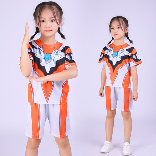 奥特曼女童衣服夏季速干短袖套装