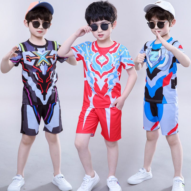 奥特曼衣服夏装男童短袖套装2025年新款男孩夏季速干运动儿童装潮