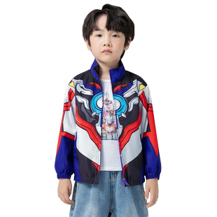 奥特曼儿童外套男童春装风衣春秋款衣服两面穿上衣夹克冲锋衣童装