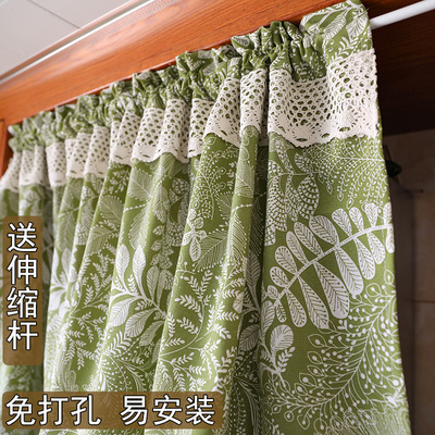 免打孔送伸缩杆厨房窗帘门帘