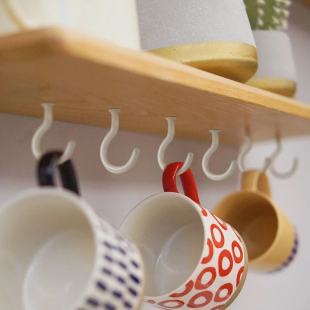 10个装 层板下收纳挂钩厨房橱柜隔板铁艺挂杯钩挂架金属钩子