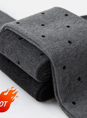 灰色春秋厚黑波点小香植绒连裤袜加绒加厚微压显瘦腿打底光腿神器