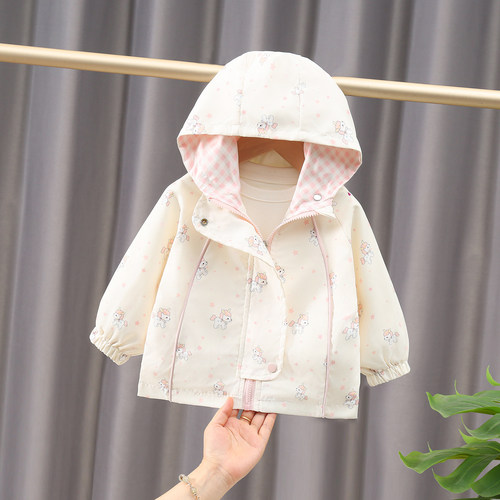 女童春秋小马印花风衣