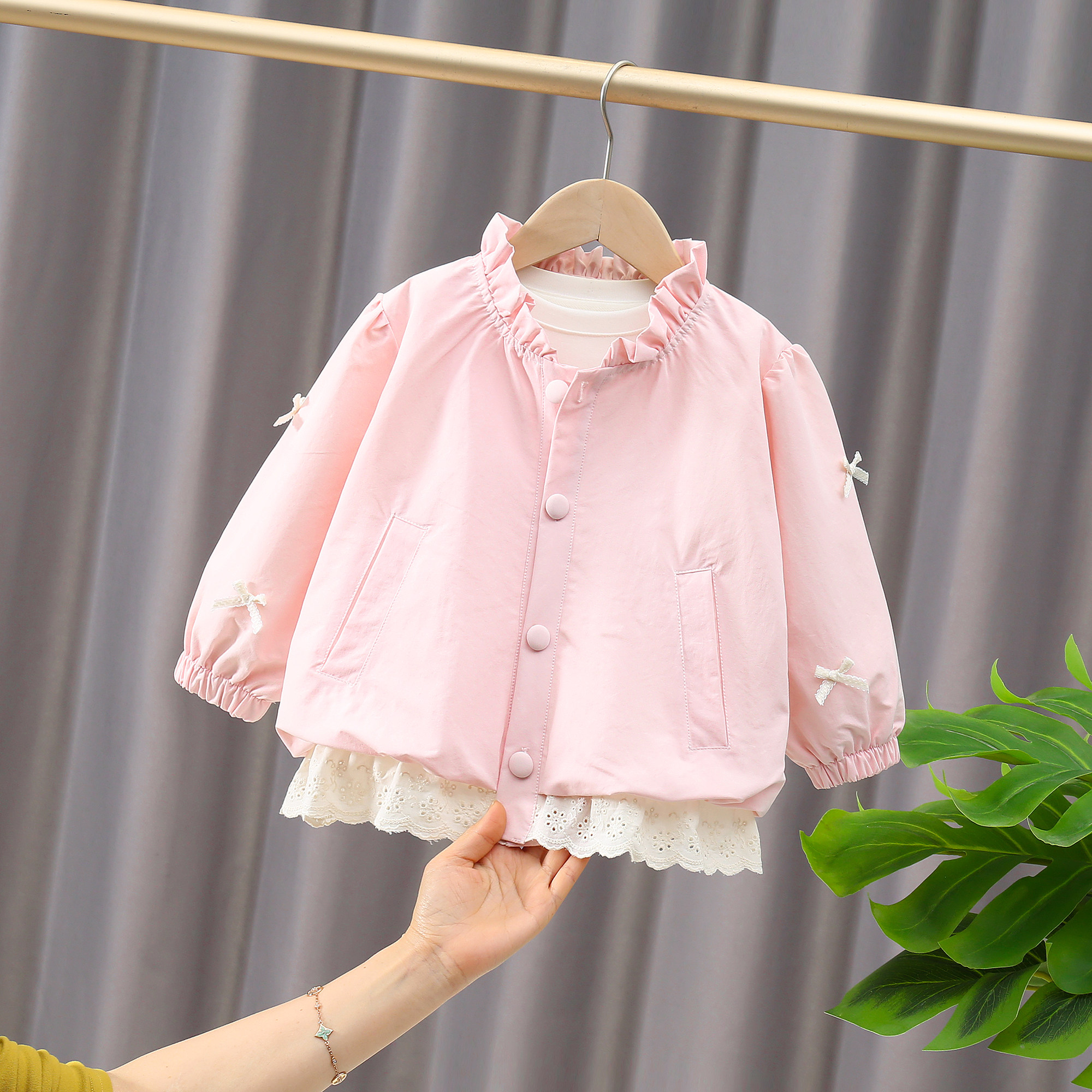 女童外套甜美风花边衣服2026春秋季新款巨好看洋气宝宝夹克衫春装