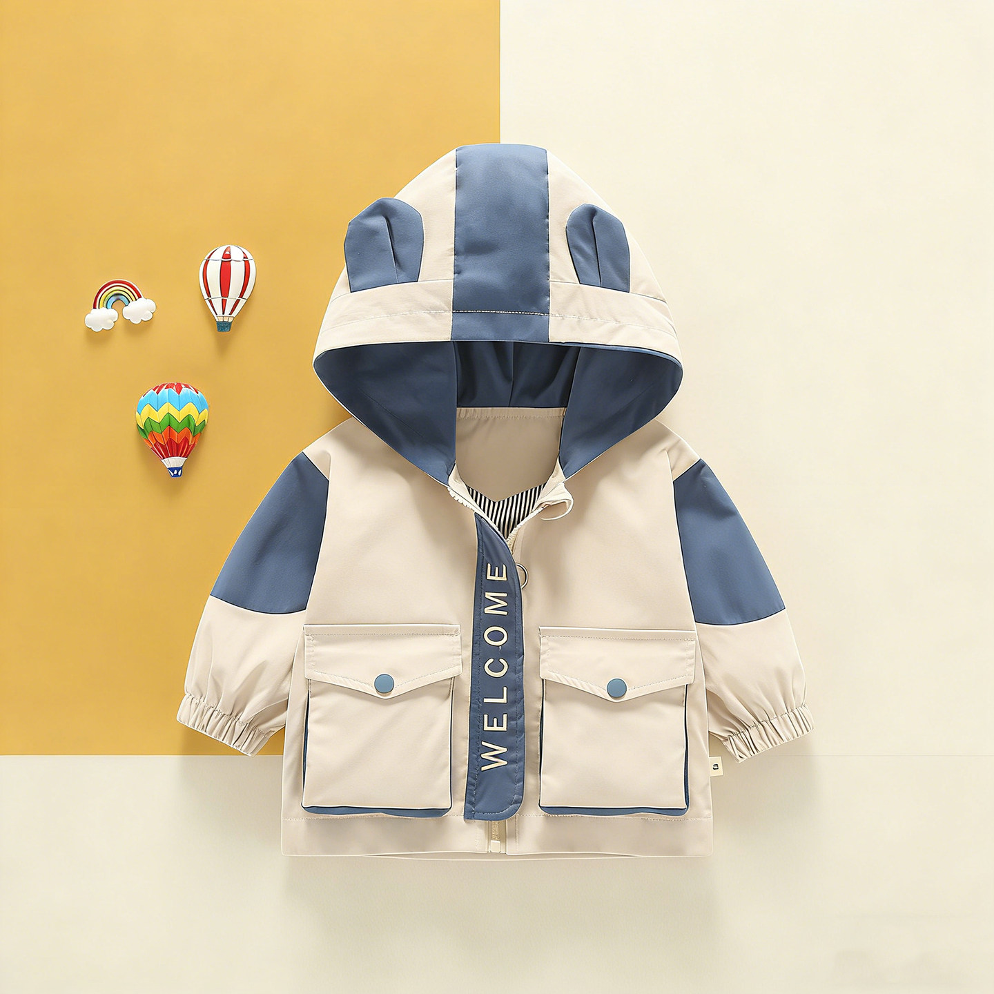 男宝宝连帽外套2026新款春秋休闲拉链衫上衣洋气婴儿卡通可爱春装