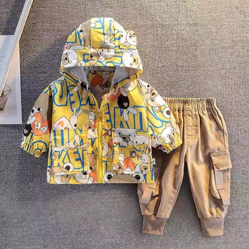 宝宝卡通风儿童套装春秋男女童开衫外套长裤两件套洋气婴儿1一4岁