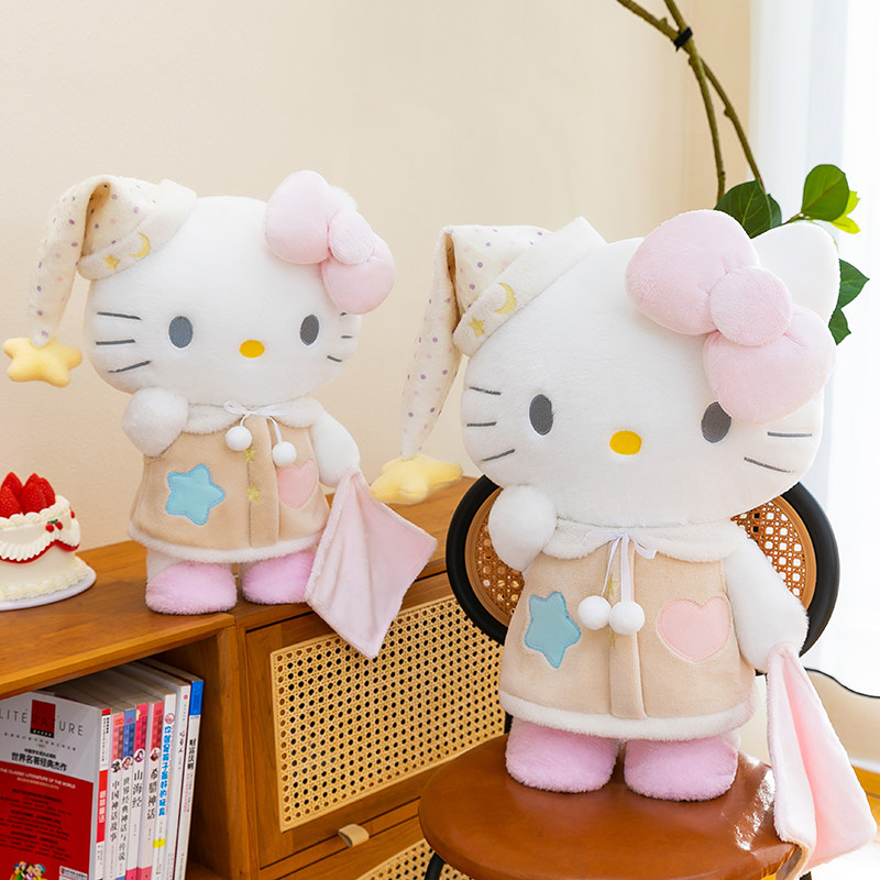 晚安哈喽KT公仔kt猫玩偶凯帝猫娃娃hellokitty毛绒玩具毕业礼物女