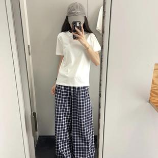ins潮 2025夏季 白色纯棉T恤女基础款 正肩上衣休闲宽松韩版 内搭短袖