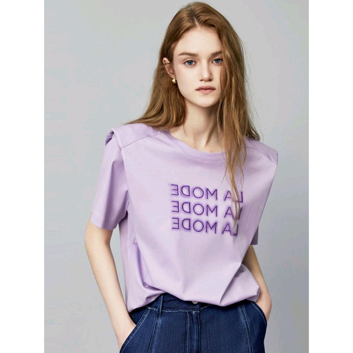 E系女装2025夏季大牌余单轻奢设计感圆领T恤通勤短袖上衣潮