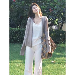 外套披肩 轻薄慵懒风灰色针织开衫 上衣女秋季 休闲简约韩版 减龄长袖