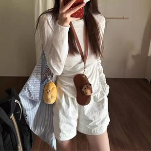 简约风白色防晒罩衫 女2025春夏微透薄款 针织上衣性感辣妹打底长袖