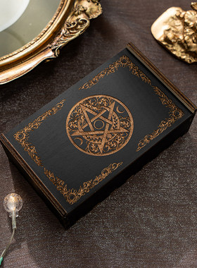 塔罗牌盒收纳盒TAROT牌盒推拉木盒黑色收纳经典维特韦特桌游卡牌