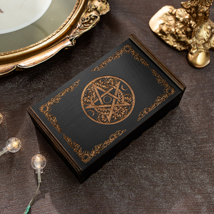 塔罗牌盒收纳盒TAROT牌盒推拉木盒黑色收纳经典维特韦特桌游卡牌
