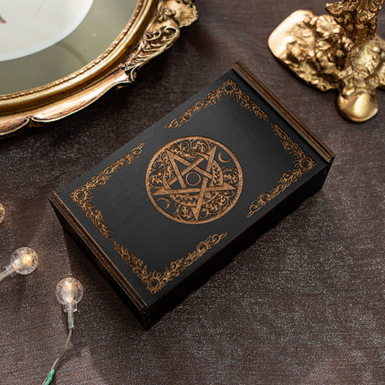 塔罗牌盒收纳盒TAROT牌盒推拉木盒黑色收纳经典维特韦特桌游卡牌