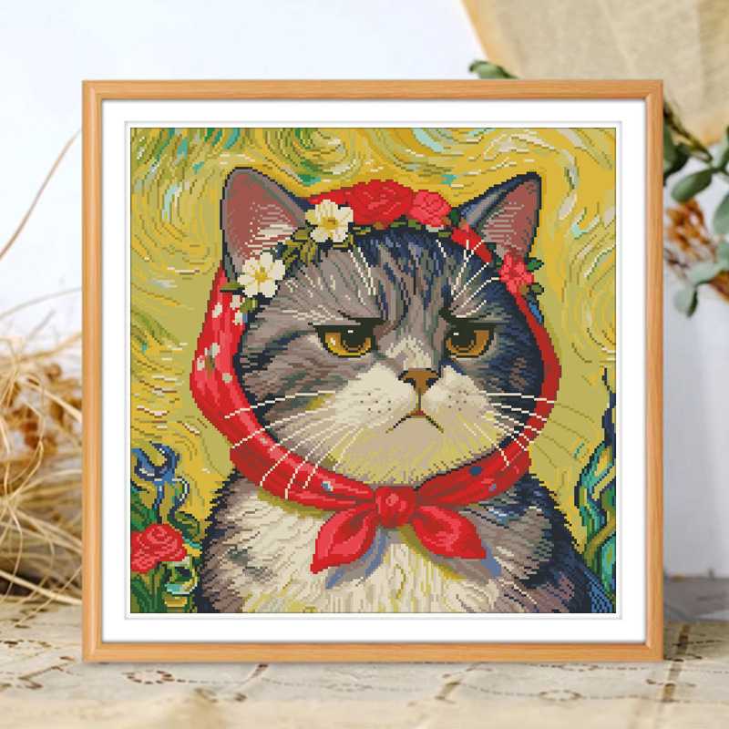 印花十字绣可爱卡通猫咪免分线
