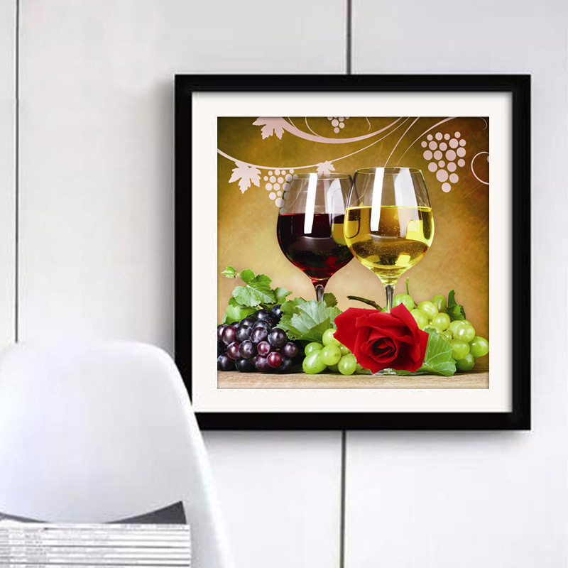 大格满绣自己刺绣葡萄红酒杯餐厅